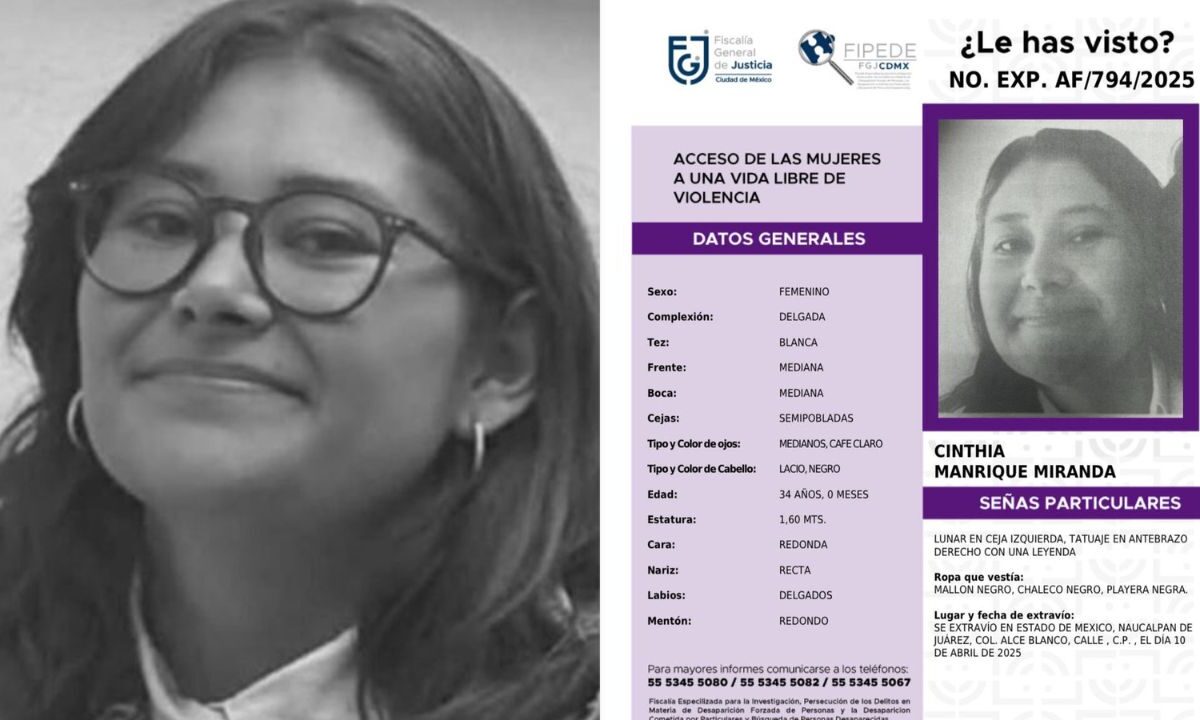 Hallan sin vida a Cinthia Manrique, estudiante de la UNAM desaparecida