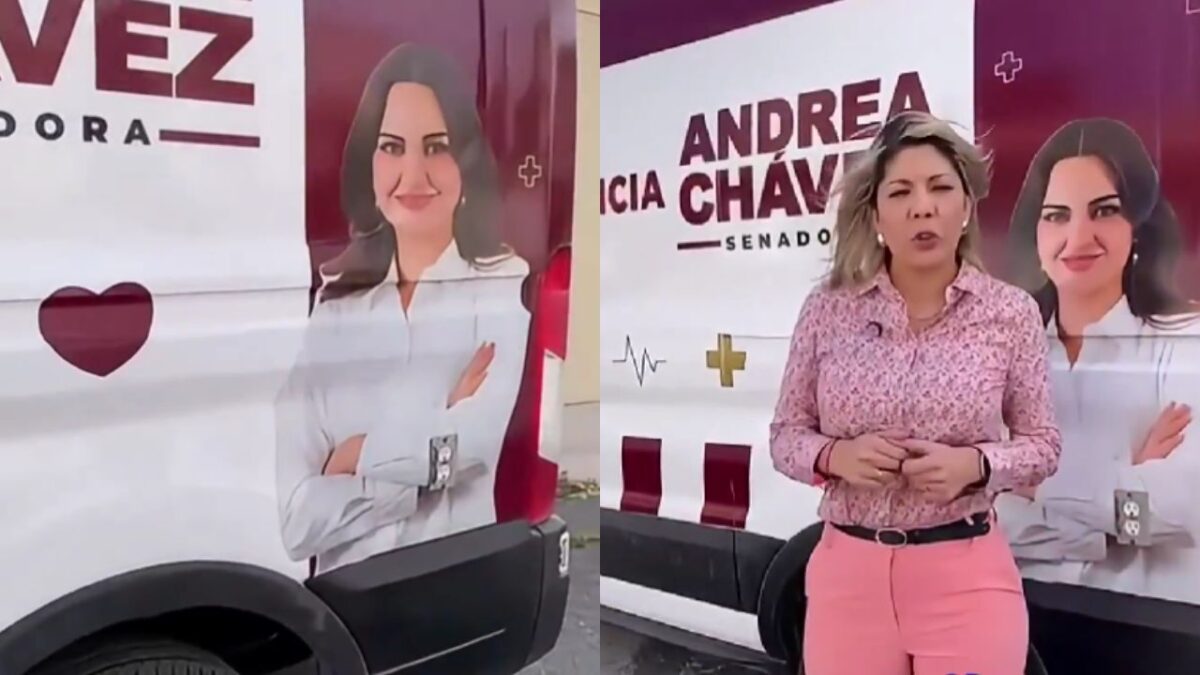 La presidenta estatal del PAN en Chihuahua, exhibió las ambulancias que tienen el rostro de la senadora morenista Andrea Chávez.