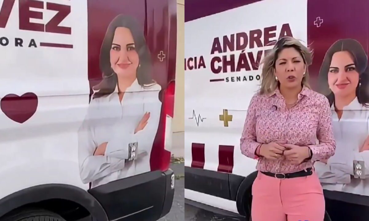 La presidenta estatal del PAN en Chihuahua, exhibió las ambulancias que tienen el rostro de la senadora morenista Andrea Chávez.