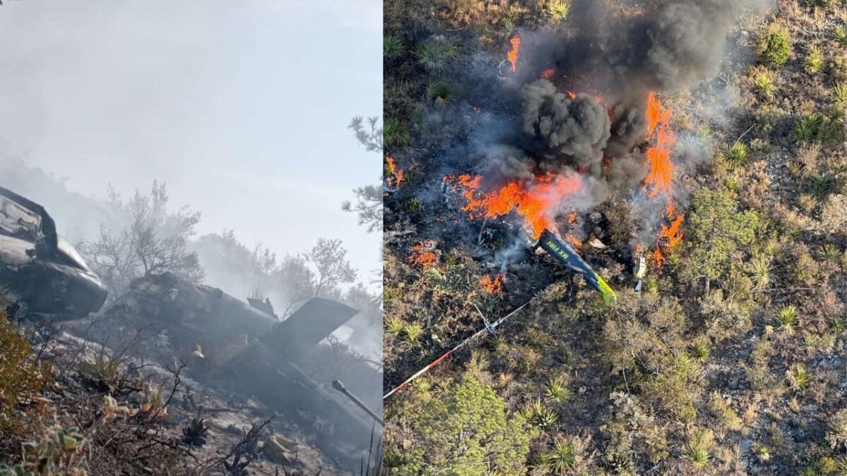 Se desploma helicóptero con brigadistas en la Sierra de Arteaga