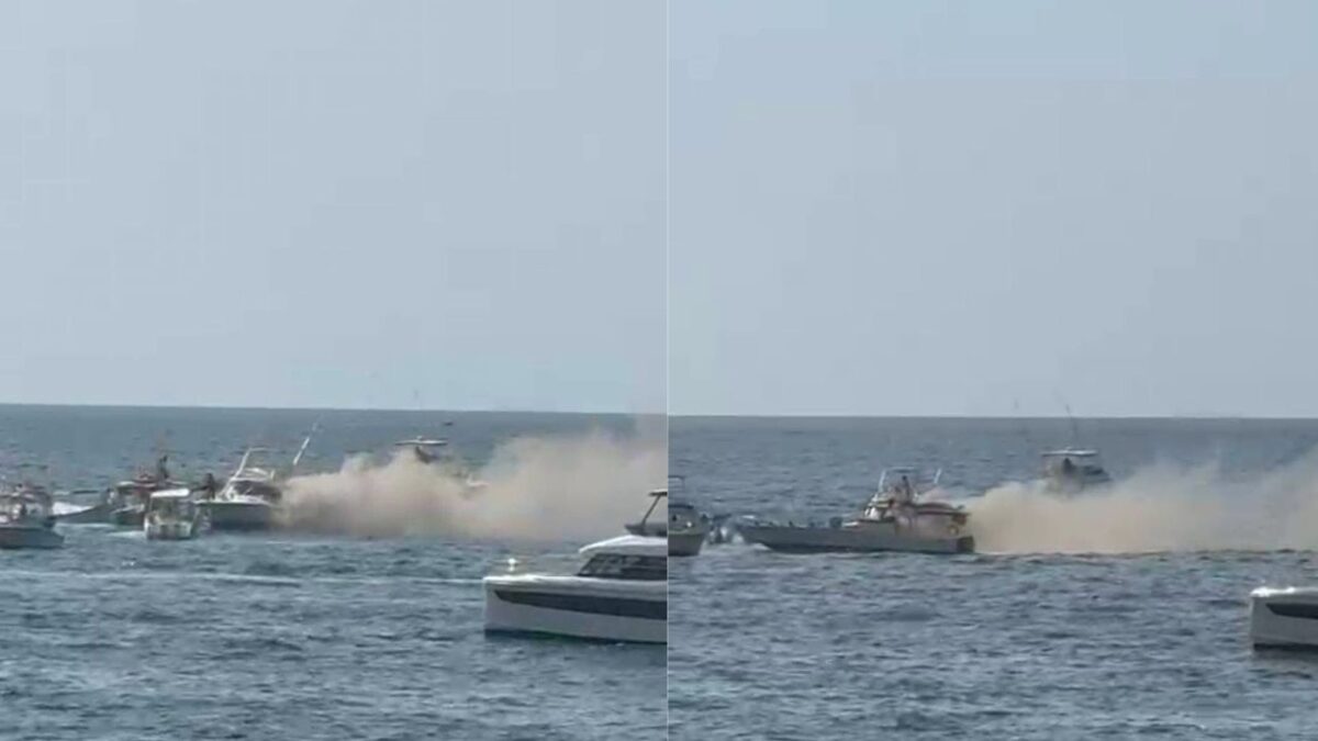 Un yate se incendia en Puerto Vallarta, Jalisco