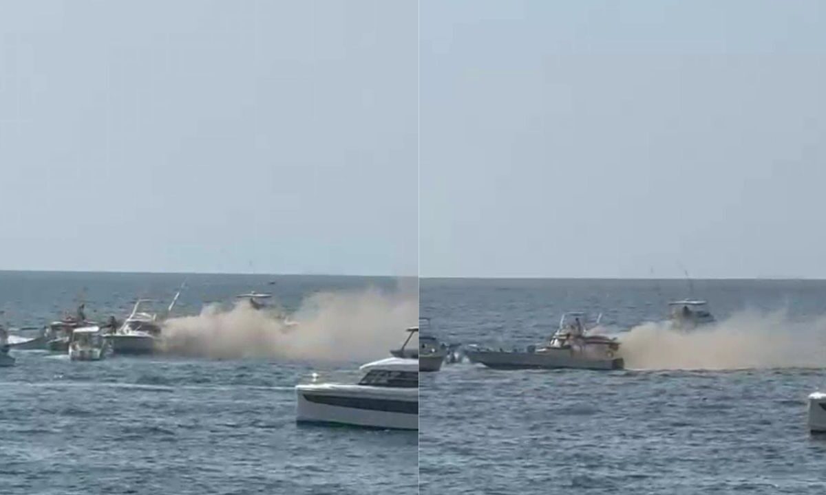 Un yate se incendia en Puerto Vallarta, Jalisco