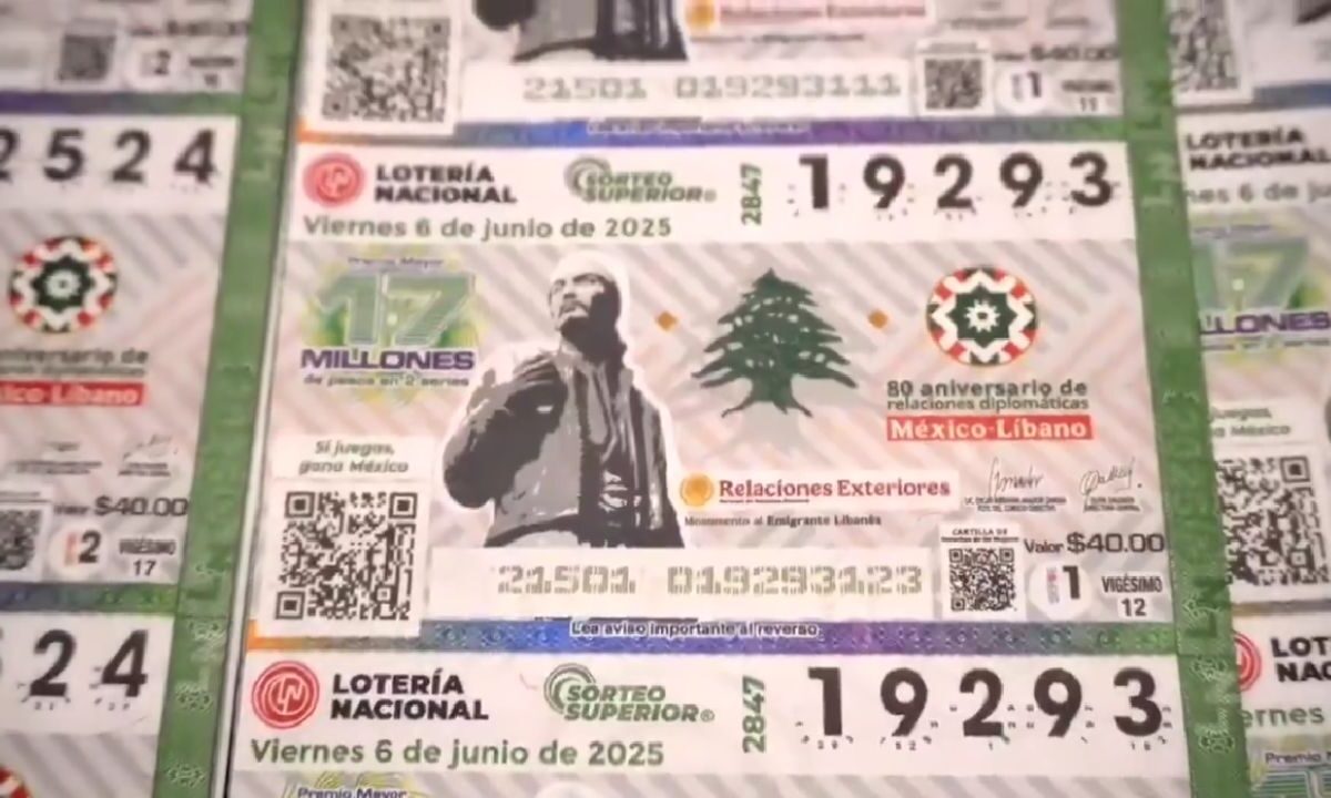 Conmemoran con billete de lotería relaciones diplomáticas México y República Libanesa.