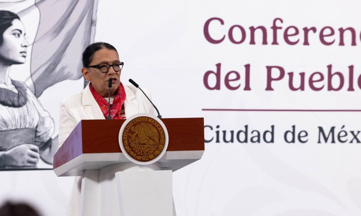 Rosa Icela Rodríguez, Segob, durante la conferencia "Mañanera del Pueblo" desde Palacio Nacional
