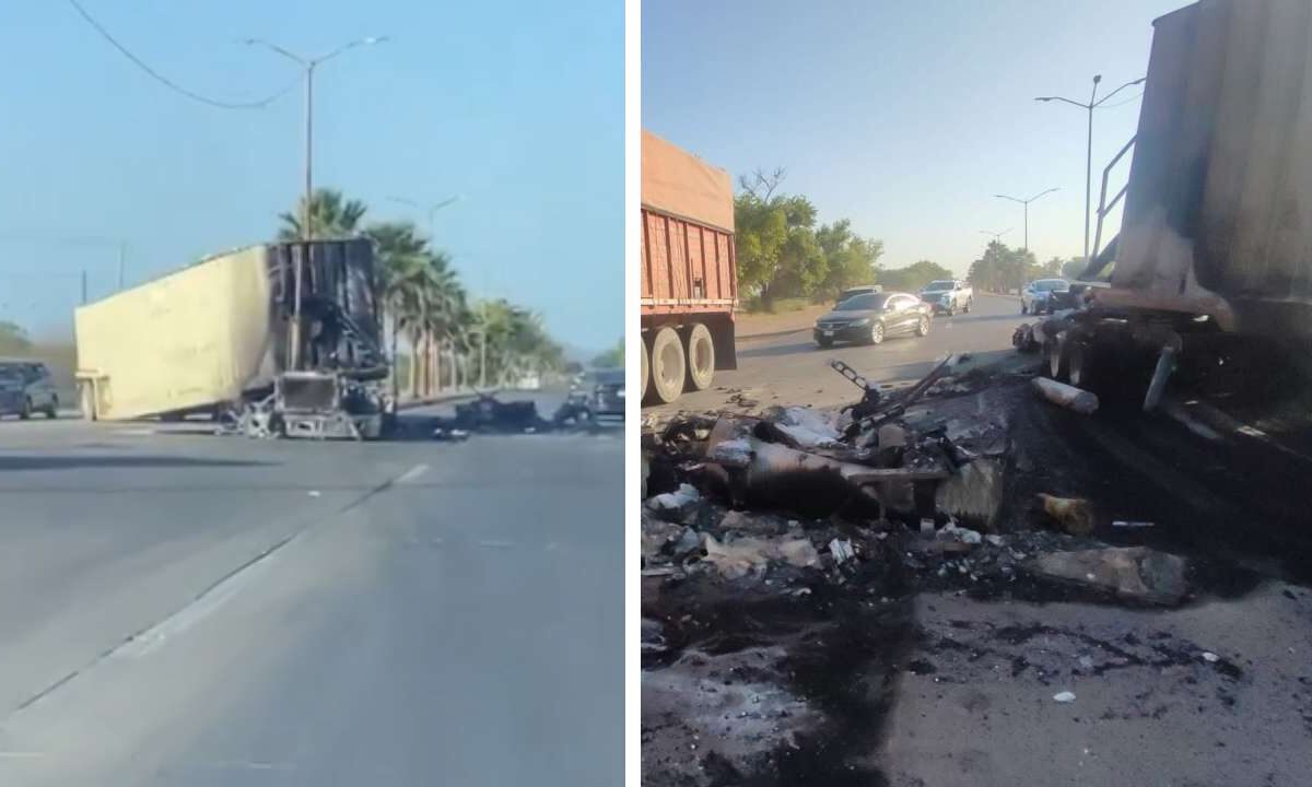 Reportes indican que civiles armados bloquean la carretera Mochis-Topolobampo, en Sinaloa.