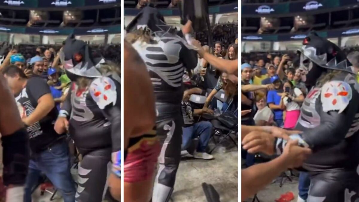 El luchador L.A. Park golpeó y dio un par de sillazos a un aficionado durante una función de Lucha Libre.