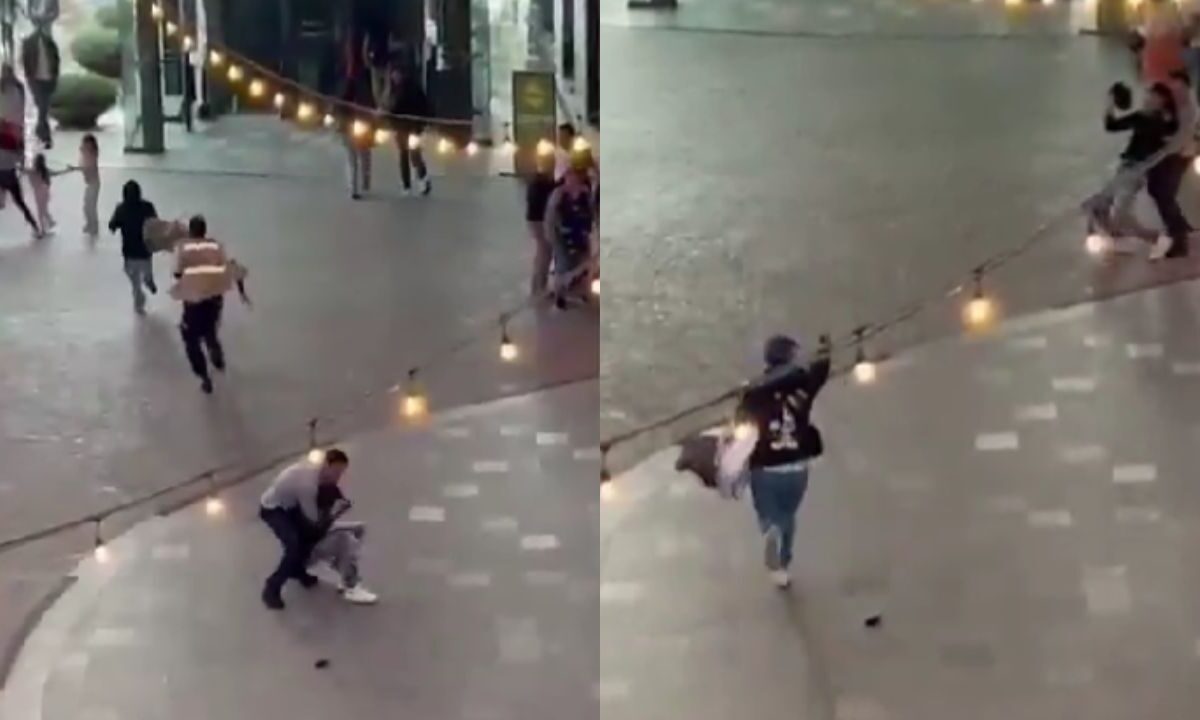 Captan huyendo a asaltantes de una joyería en Town Square en Metepec.