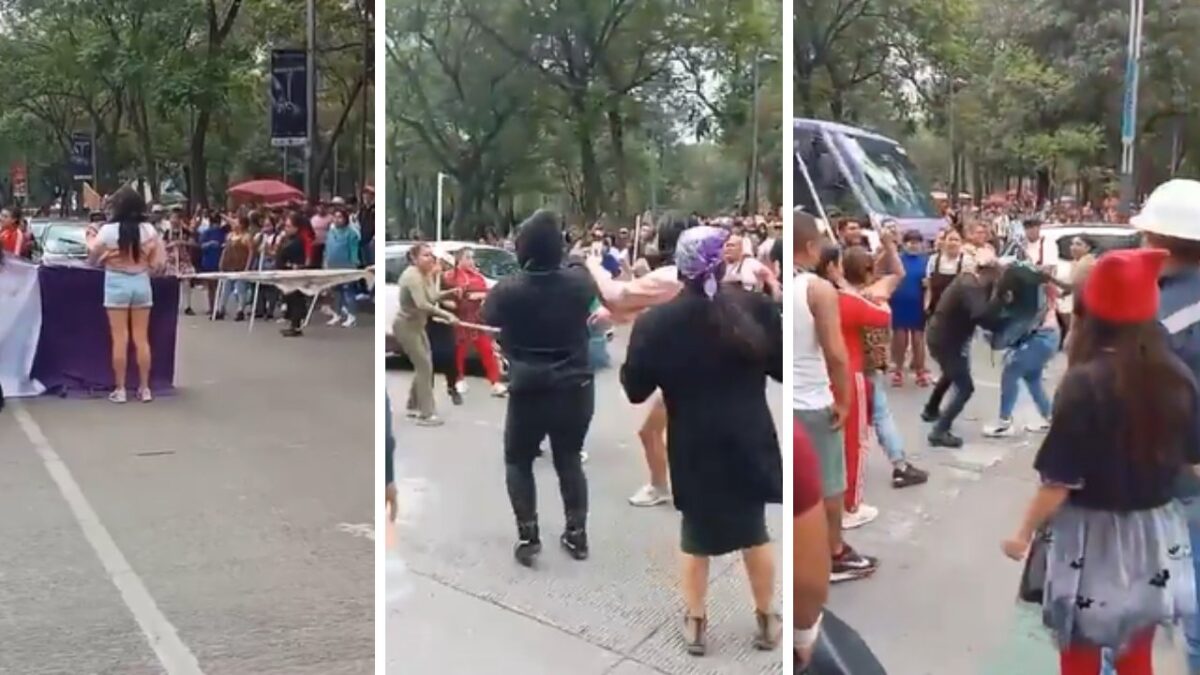 La tarde de este viernes se registró una riña entre comerciantes ambulantes y un colectivo feminista en la Avenida Juárez.