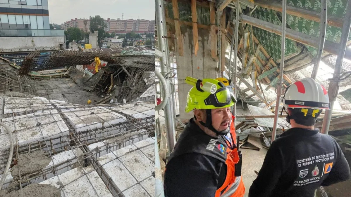 Una losa de construcción cayó sobre unos trabajadores en la alcaldía Álvaro Obregón; los reportes indican tres personas lesionadas.