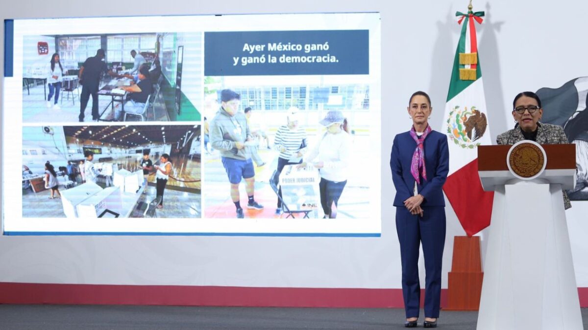 Rosa Icela Rodríguez, titular de la Secretaría de Gobernación (Segob) señaló que con los resultados de la elección judicial ganó México y la democracia.