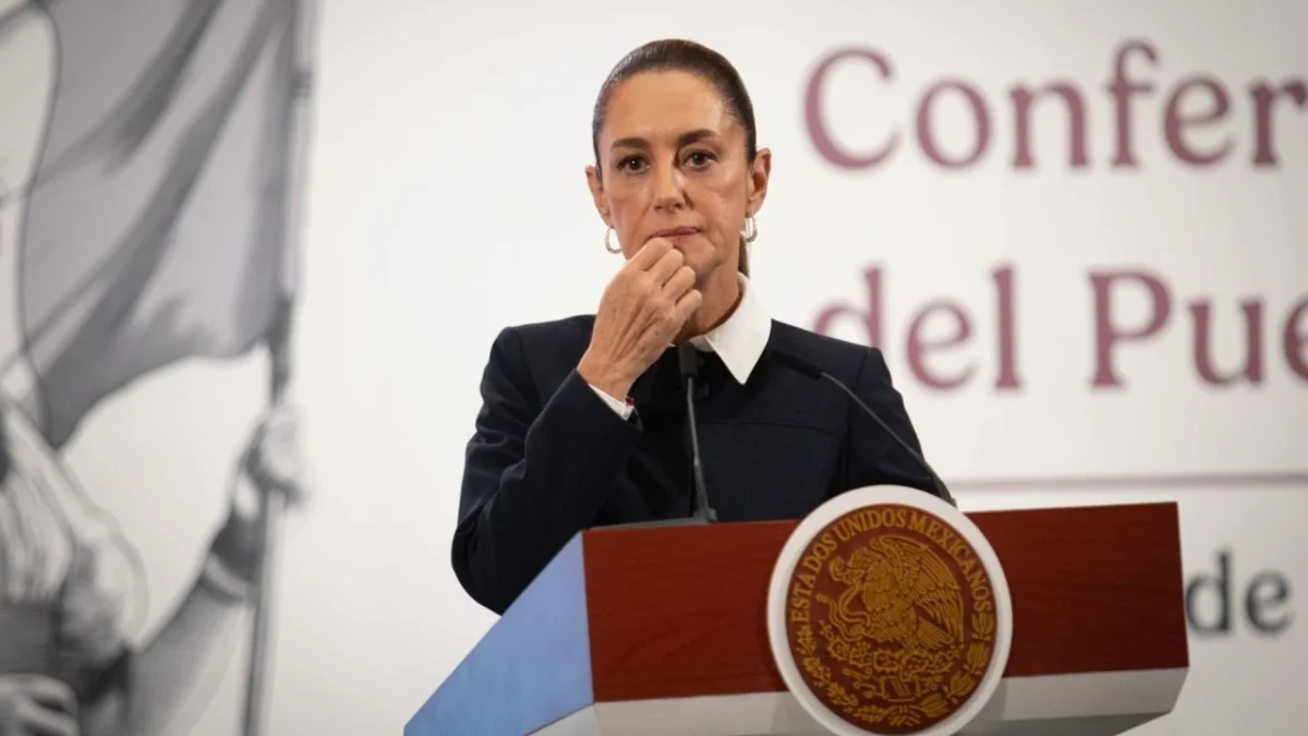 Presidenta Claudia Sheinbaum durante la conferencia mañanera del pueblo.