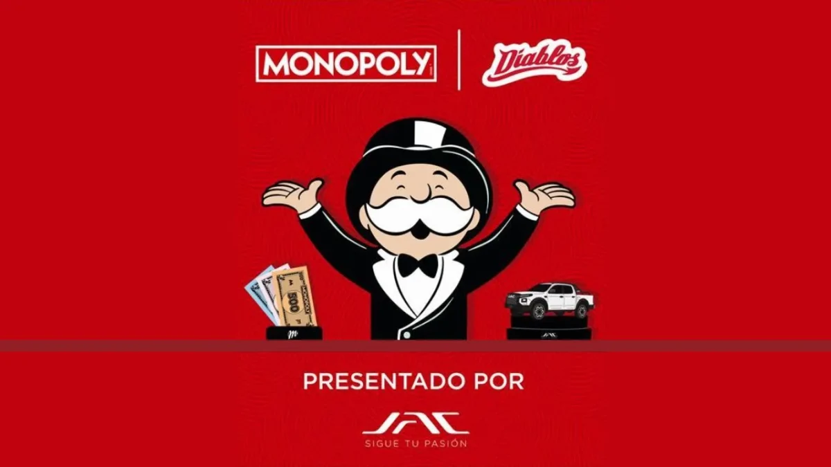 JAC presenta edición especial de Monopoly con Diablos Rojos y su pickup Frison T9 como pieza destacada del juego.