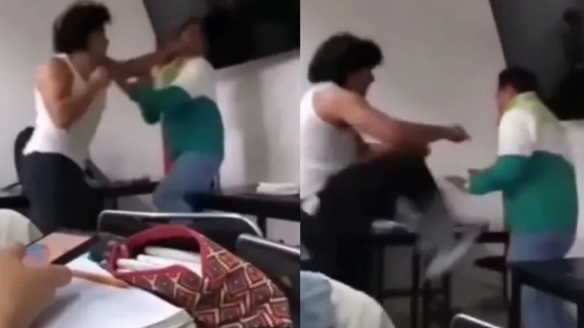 Alumno golpea a docente al interior de un salón de clases de la Universidad Politécnica de Tulancingo.