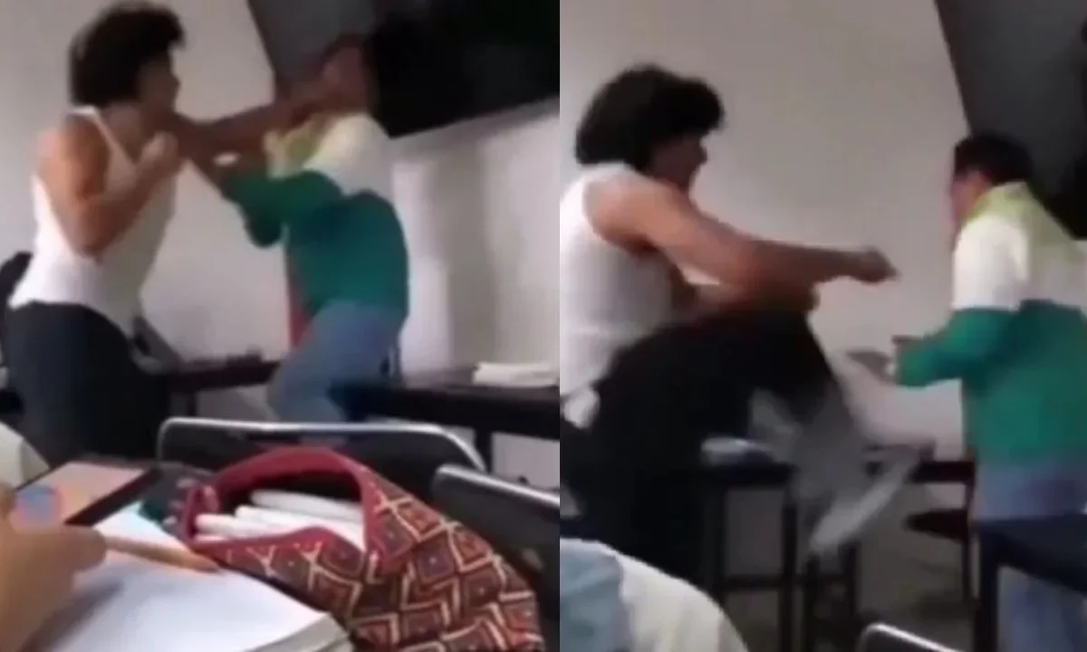 Alumno golpea a docente al interior de un salón de clases de la Universidad Politécnica de Tulancingo.