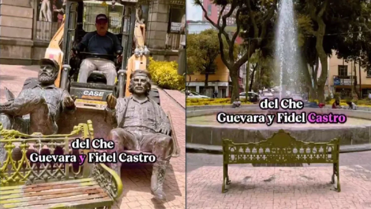 Alcaldesa de Cuauhtémoc ordena retirar esculturas de Ernesto "Che" Guevara y Fidel Castro del Jardín Tabacalera.