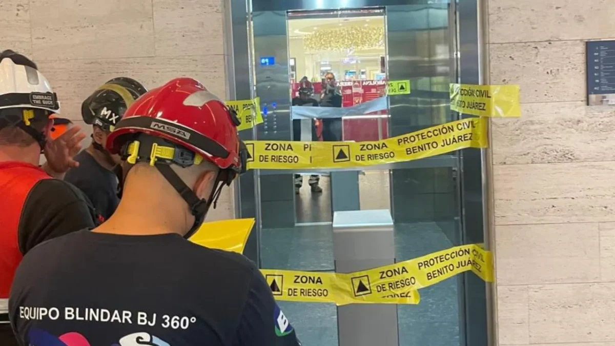 Cae elevador en Mitikah, plaza ubicada en alcaldía Benito Juárez; incidente deja dos lesionados