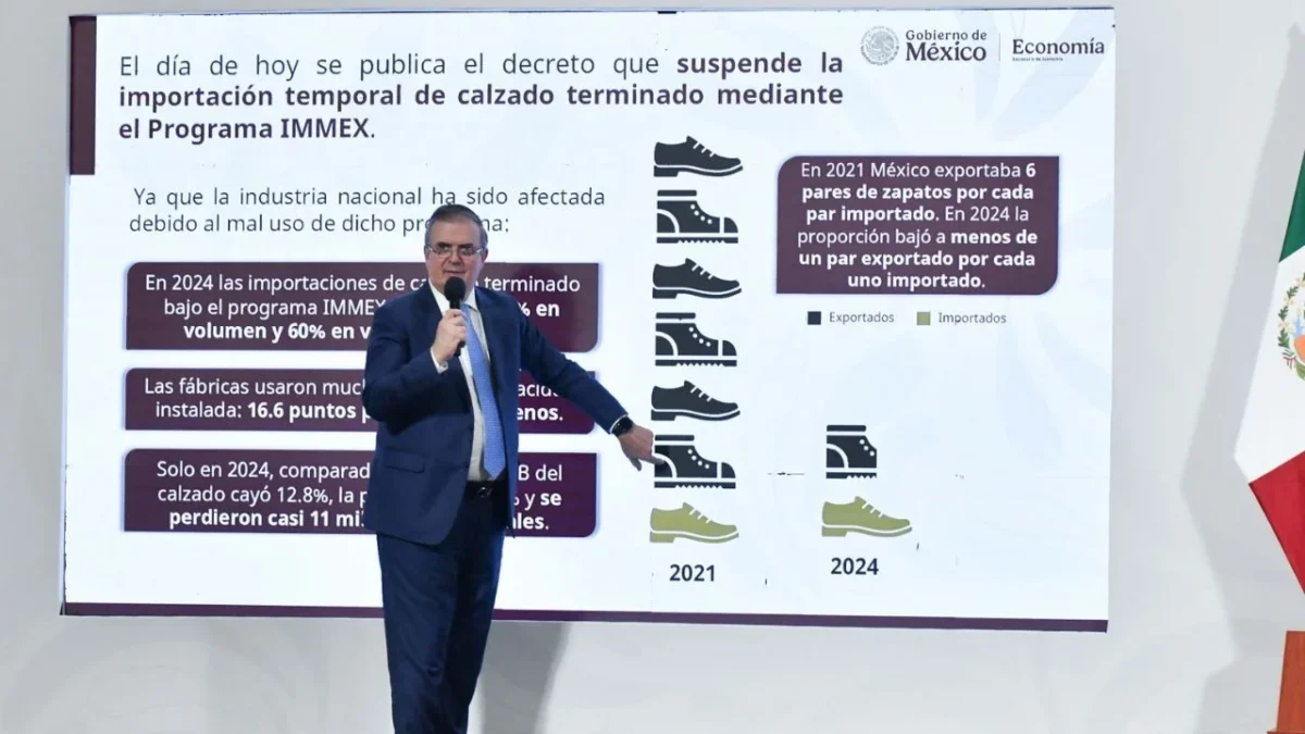 Según el secretario de economía, Marcelo Ebrard, en el sexenio de AMLO se permitió el declive de la industria del calzado nacional.