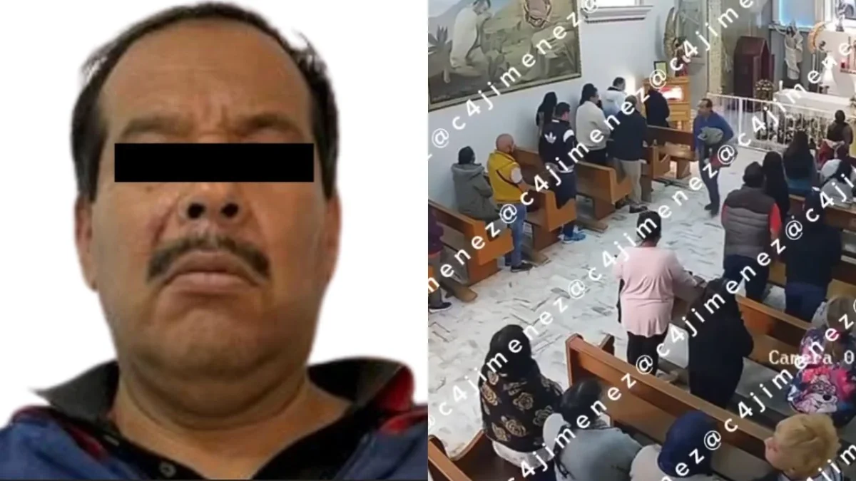 Momento en que feligreses someten al agresor tras el ataque con cuchillo durante la misa en una iglesia del Edomex.