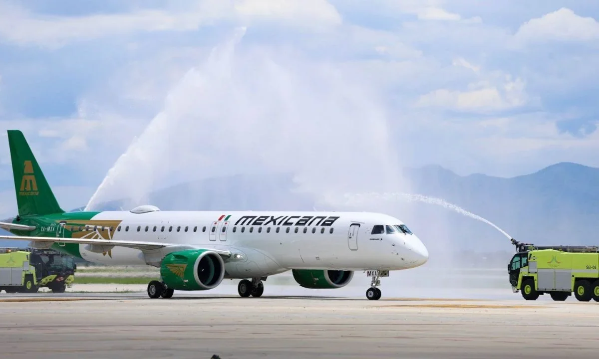 La aeronave Embraer E195-E2 arribará en el transcurso de la tarde al AIFA como parte del contrato firmado por Mexicana con Embraer.