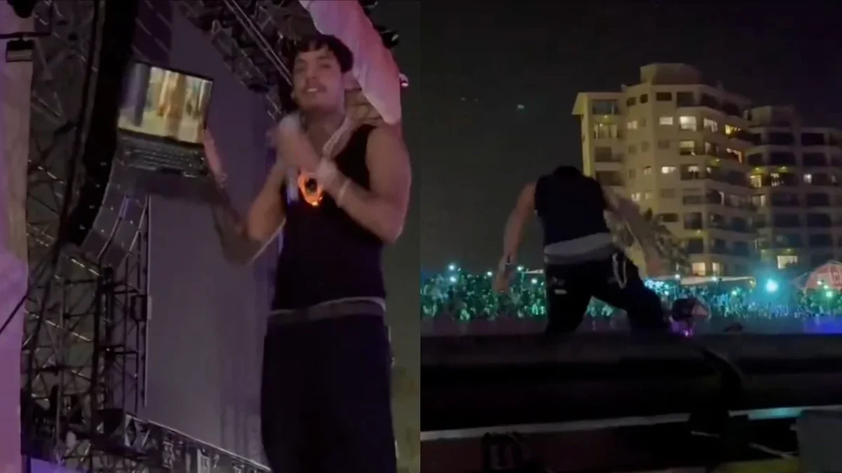 Natanael Cano fue protagonista de un momento violento junto a su DJ a quien golpeó en el escenario del Baja Beach Fest.