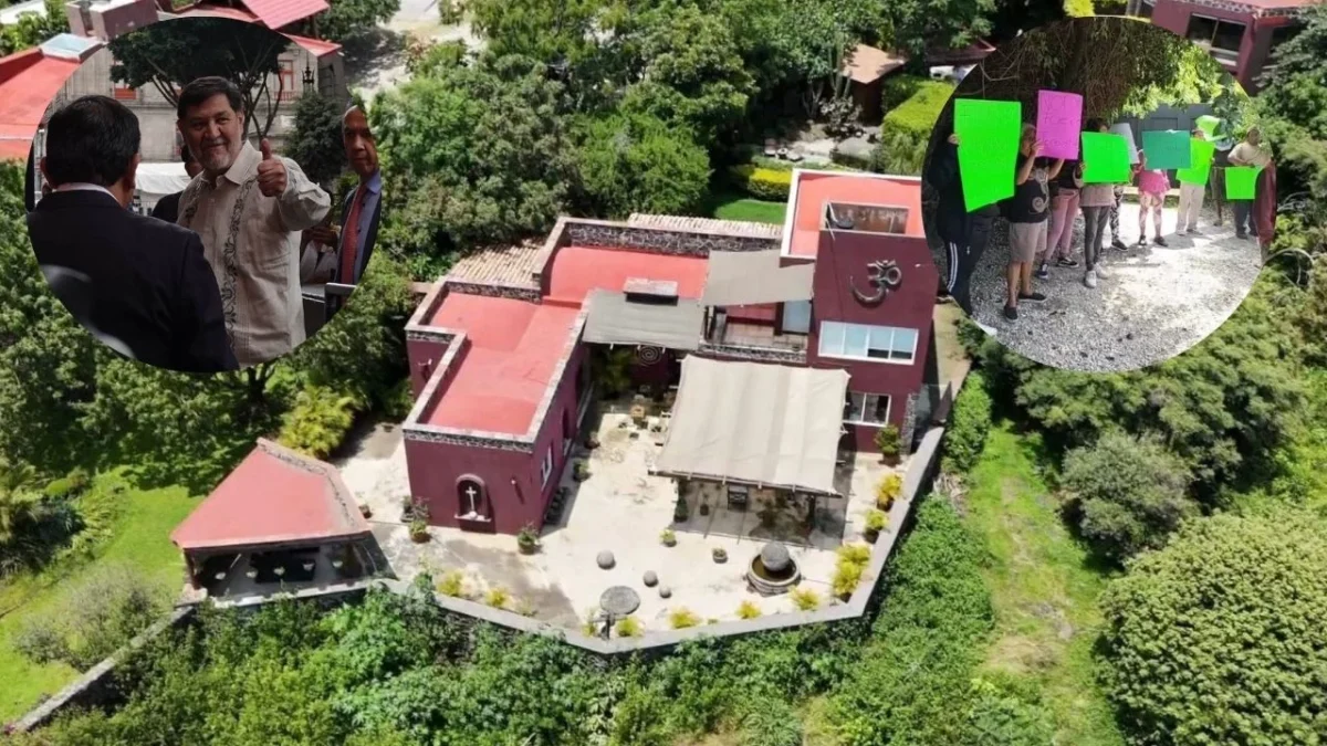 Habitantes de Tepoztlán, Morelos, protestaron al exterior de la polémica residencia del senador Gerardo Fernández Noroña.
