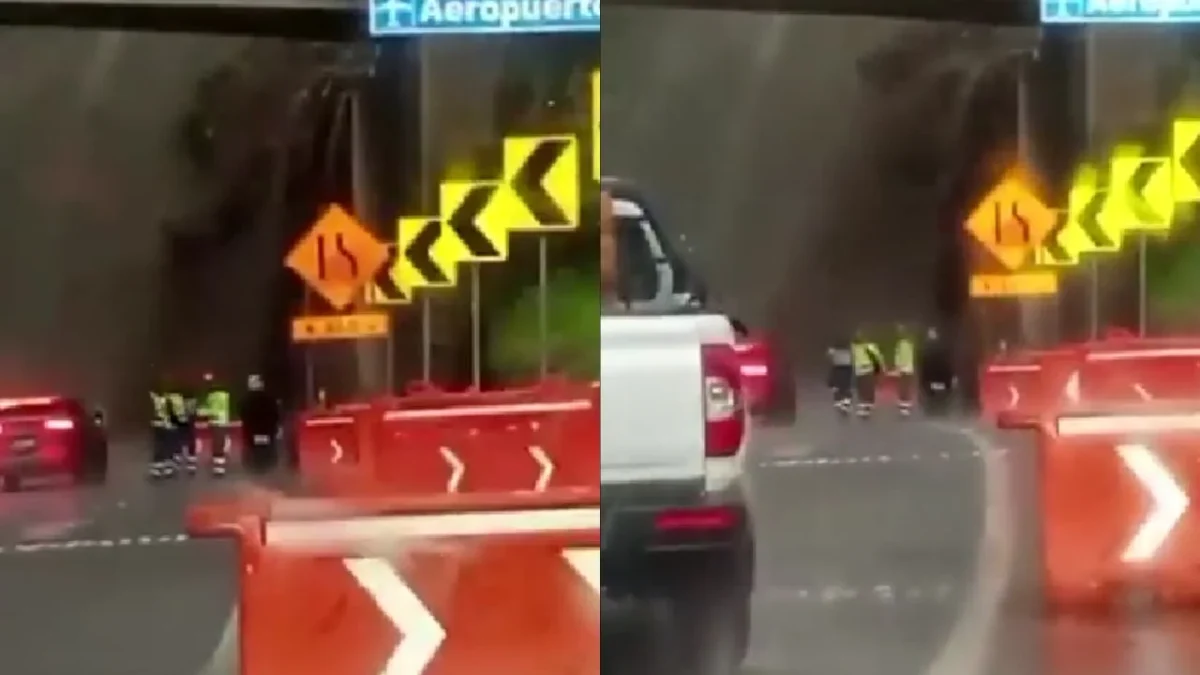 Captan formación de una 'cascada' en la utopista Chamapa-Lechería, al parecer por las fuertes lluvias del día.