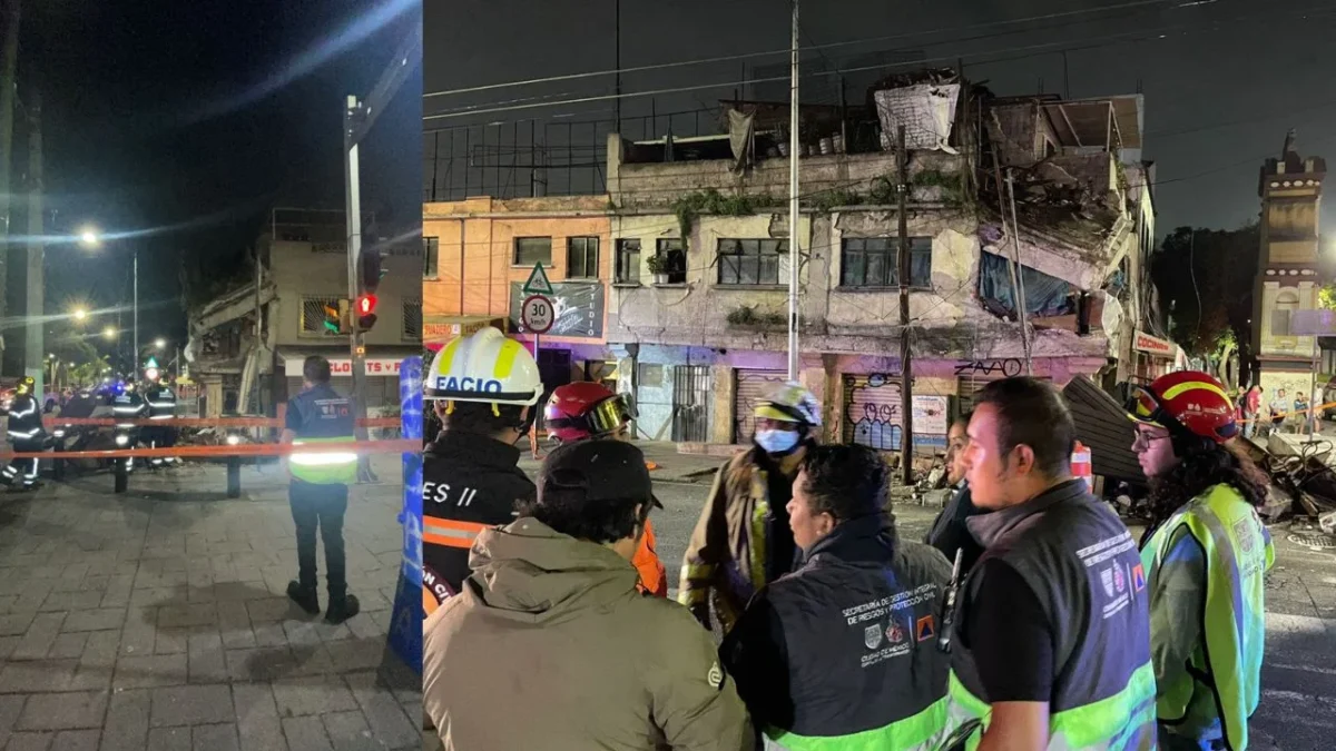 Se registra derrumbe de parte de una estructura de un inmueble sobre Calzada Misterios, en la CDMX.