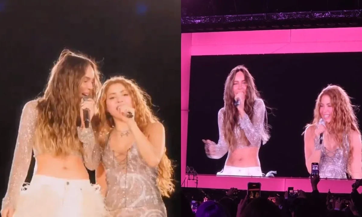 Shakira invitó a Belinda al escenario para cantar "Día de enero" en el marco de Las Mujeres Ya No Lloran World Tour.