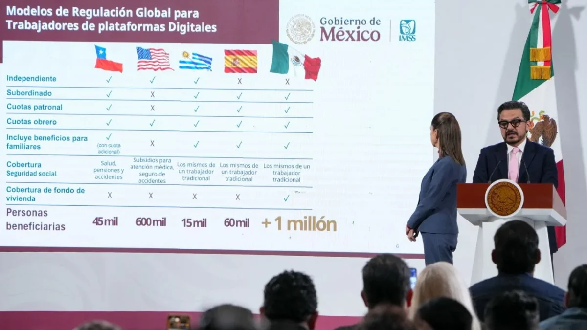 Sheinbaum celebra registro de trabajadores de plataformas digitales al IMSS