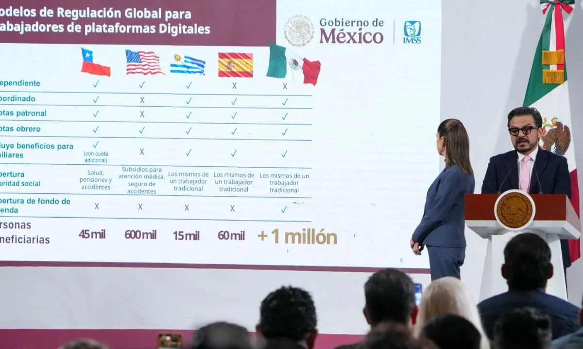 Sheinbaum celebra registro de trabajadores de plataformas digitales al IMSS
