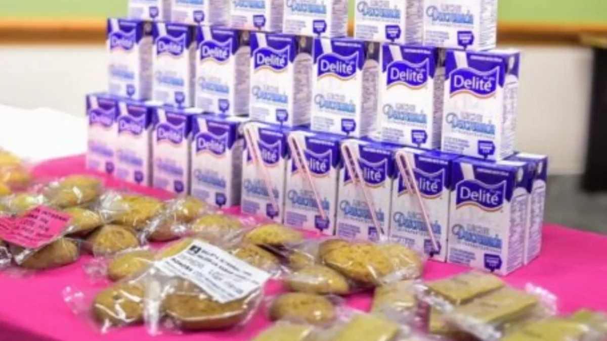 El Desayuno Escolar Frío, esta integrado por: un brik de leche descremadal, una porción de cereal integral, fruta / una porción de verdura deshidratada