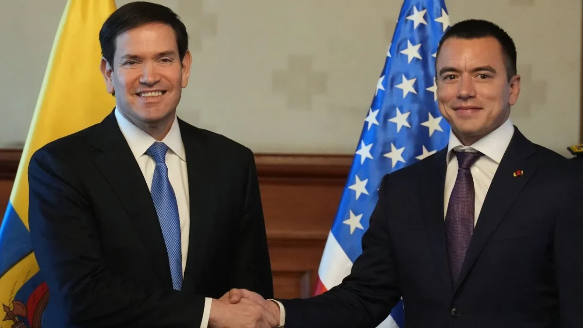 SEGURIDAD. El secretario de Estado Marco Rubio fortaleció la alianza con el presidente Daniel Noboa, quien ha desplegado al ejército para contener la violencia.