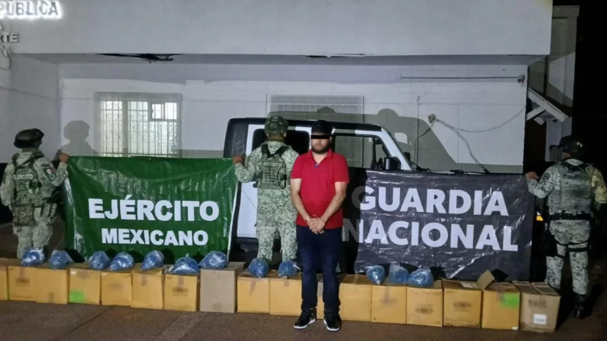 La Guardia Nacional detuvo a un hombre en Sonora con posesión de 72 mil cigarros de marihuana.