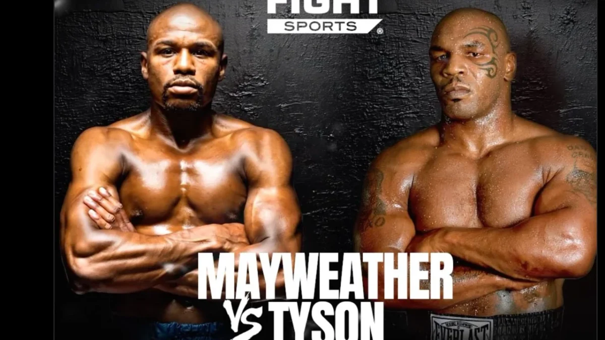 Poster de la pelea de exhibición entre Floyd Mayweather y Mike Tyson.