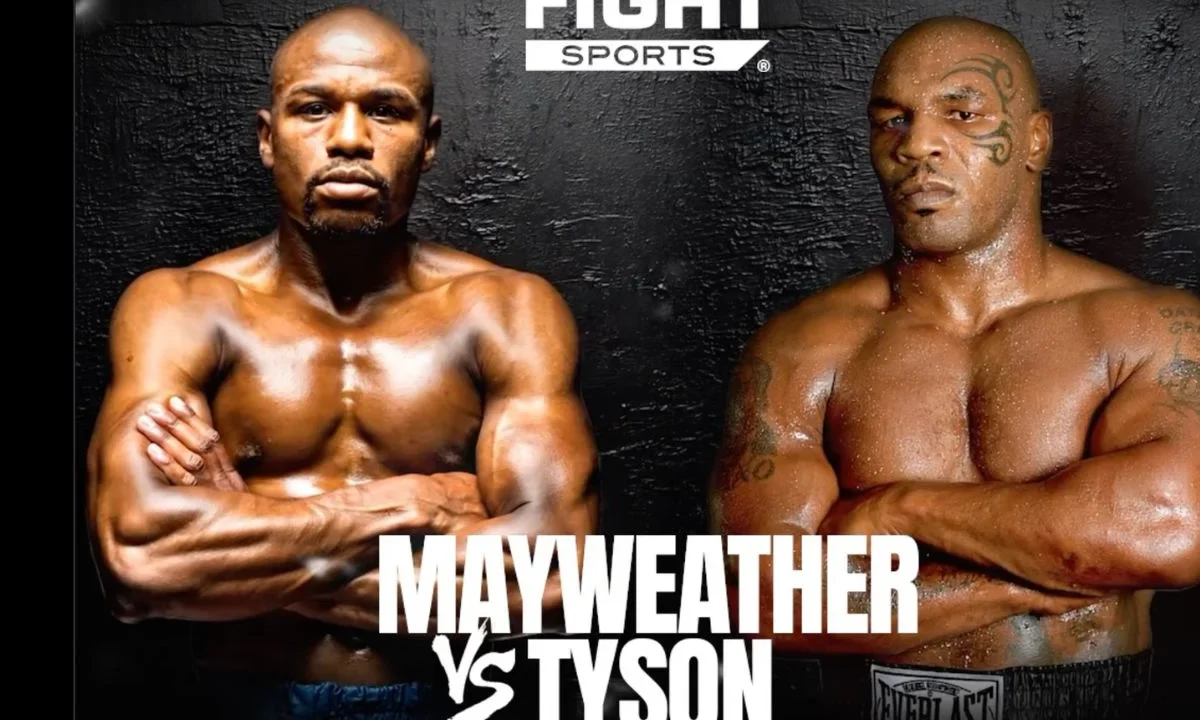 Poster de la pelea de exhibición entre Floyd Mayweather y Mike Tyson.