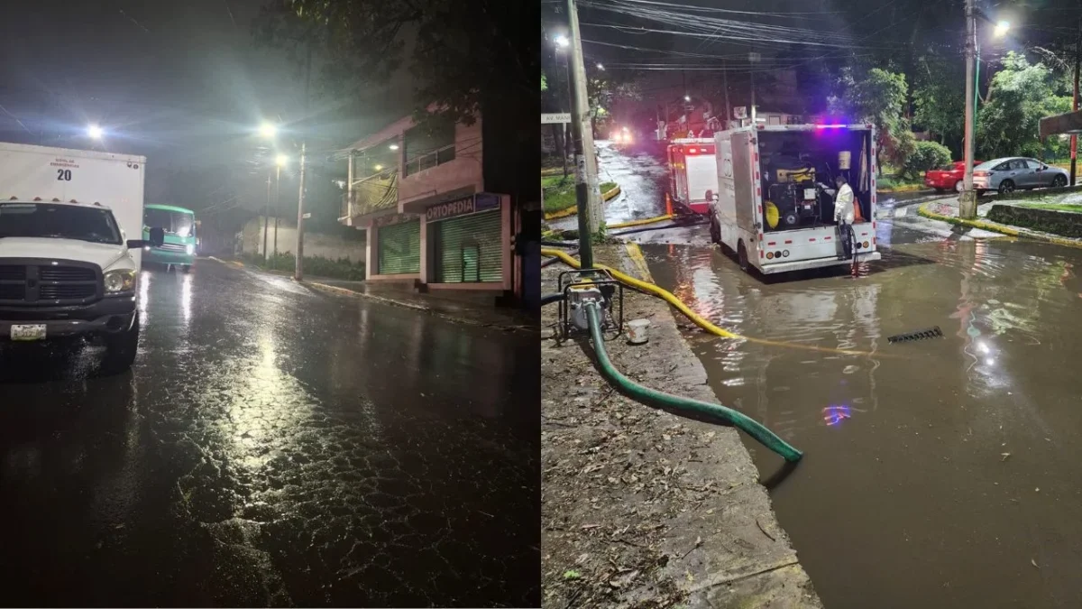 La intensa lluvia de este domingo provocó diversos encharcamientos e inundaciones en calles y avenidas de la alcaldía Tlalpan.