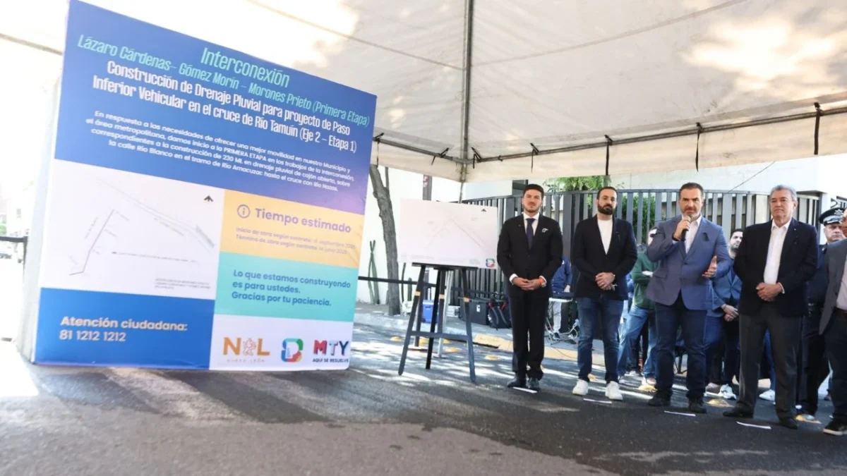 La primera fase del proyecto de interconexión vial Monterrey-San Pedro, consiste en la construcción del drenaje pluvial como obra base.