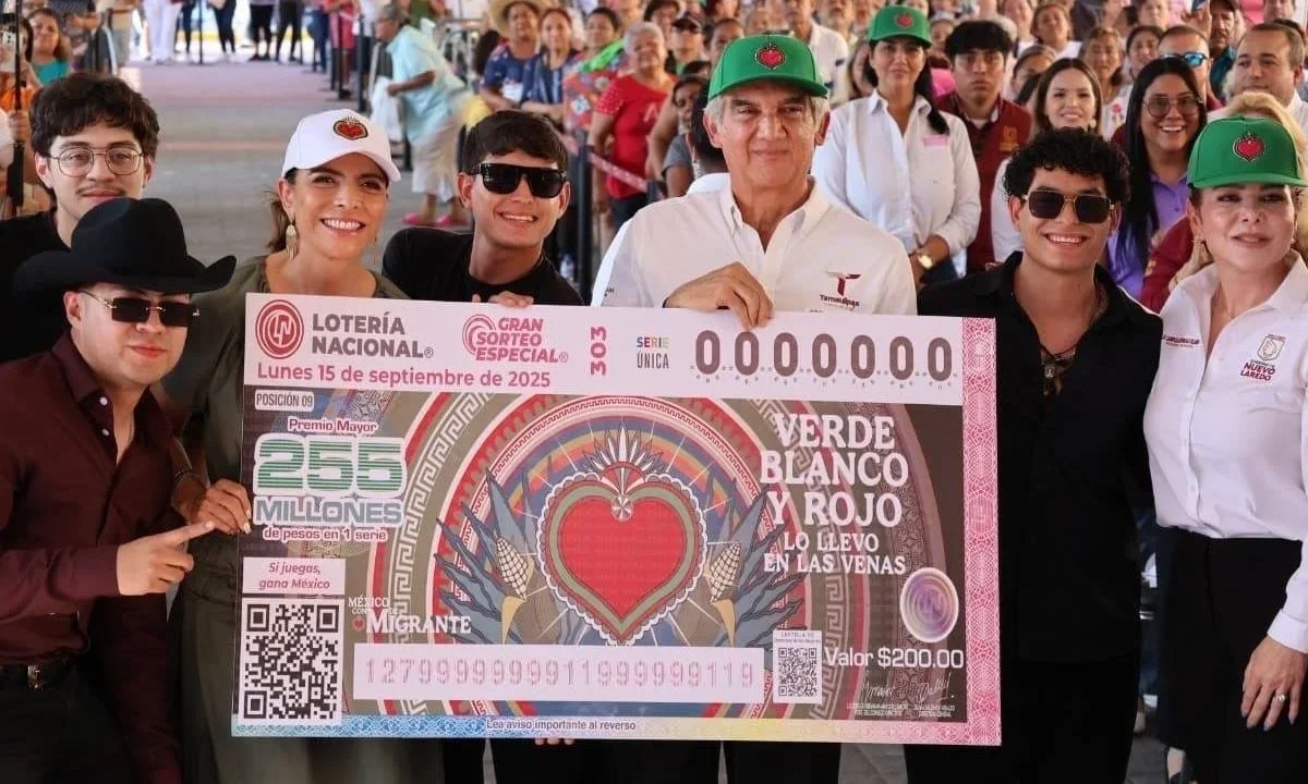 Desde Nuevo Laredo, Tamaulipas, la Lotería Nacional presentó el Gran Sorteo Especial “México con M de Migrante”.