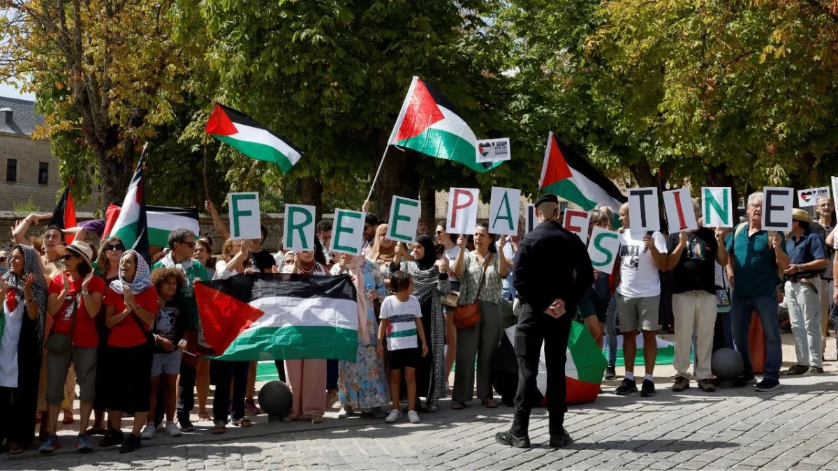 Manifestantes propalestina en La Vuelta