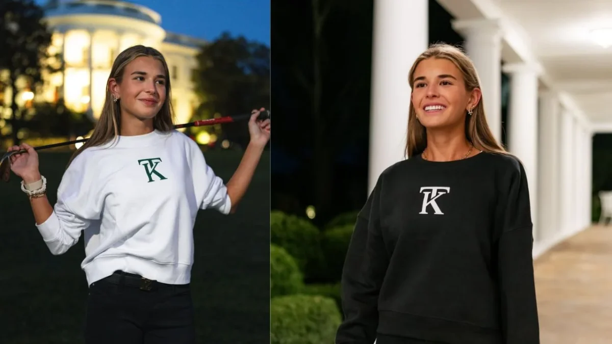 Luego de lanzar su marca de ropa en TikTok, la nieta de Trump, Kai, apareció en un evento público con su abuelo, usando una de sus prendas.
