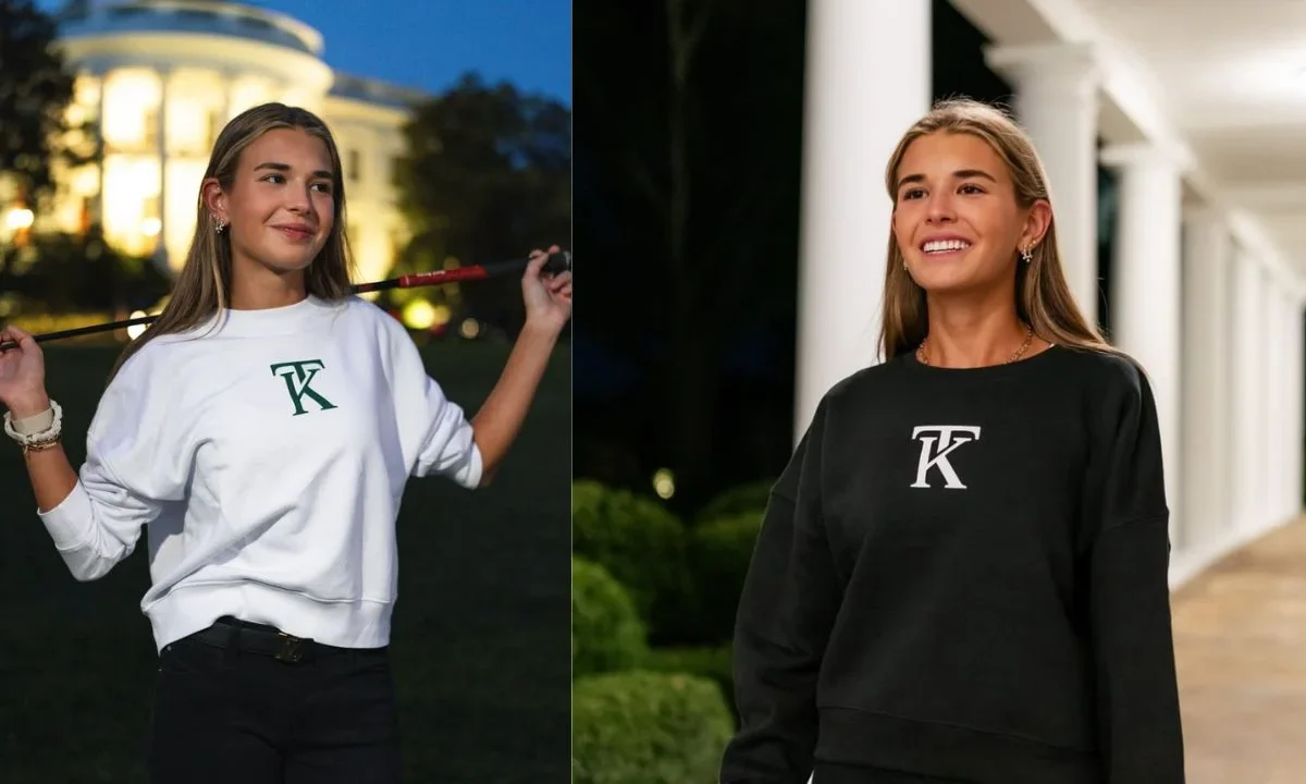 Luego de lanzar su marca de ropa en TikTok, la nieta de Trump, Kai, apareció en un evento público con su abuelo, usando una de sus prendas.