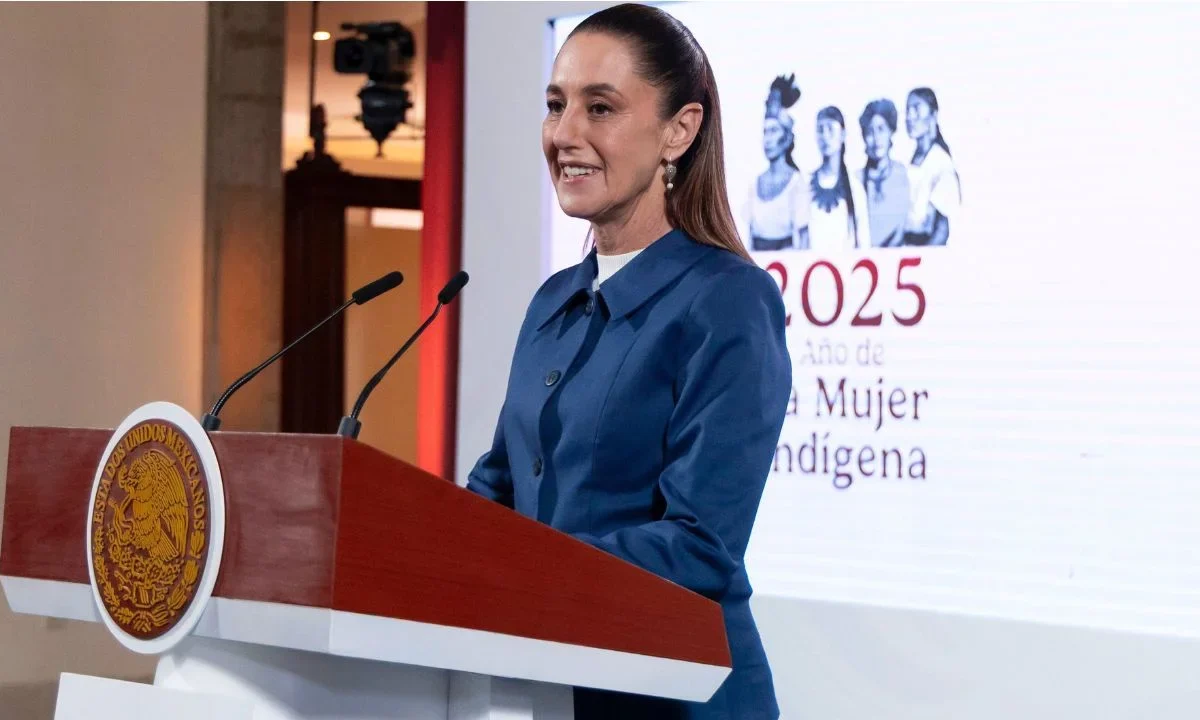 Claudia Sheinbaum, presidenta de México, durante la Conferencia “Mañanera del Pueblo” desde Palacio Nacional. 