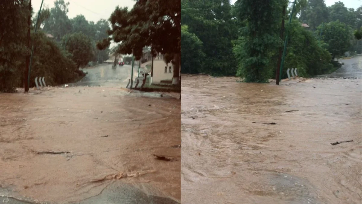 La tormenta registrada esta tarde en Tapachula, Chiapas, provocó el desbordamiento del río Texcuyuapan.