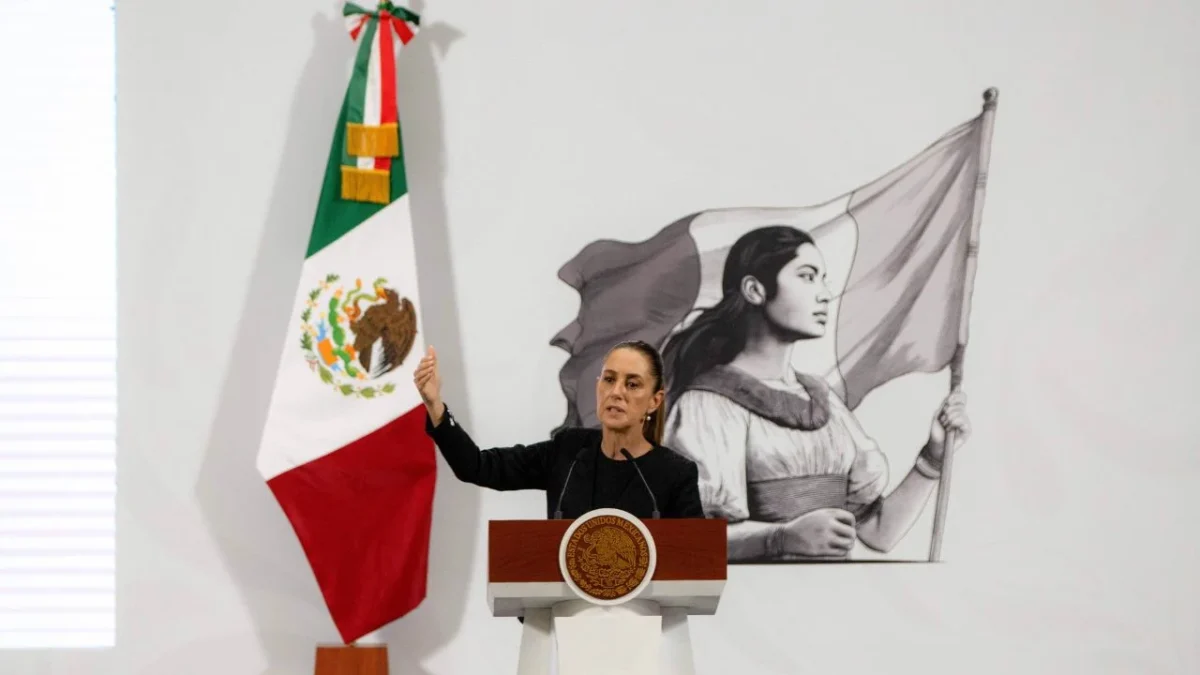 Claudia Sheinbaum, presidenta de México, durante la mañanera del pueblo realizada en Palacio Nacional