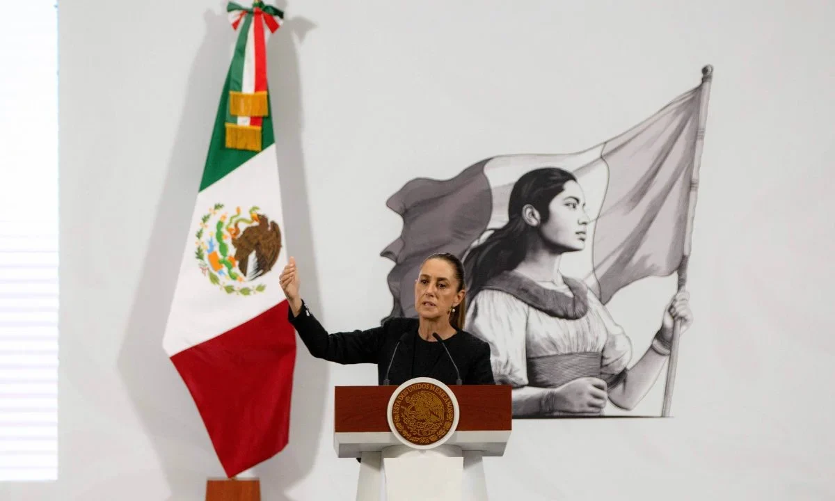 Claudia Sheinbaum, presidenta de México, durante la mañanera del pueblo realizada en Palacio Nacional
