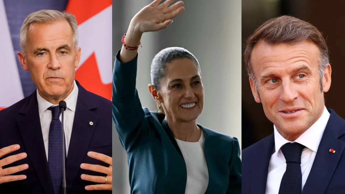 Mark Carney, Claudia Sheinbaum y Emmanuel Macron