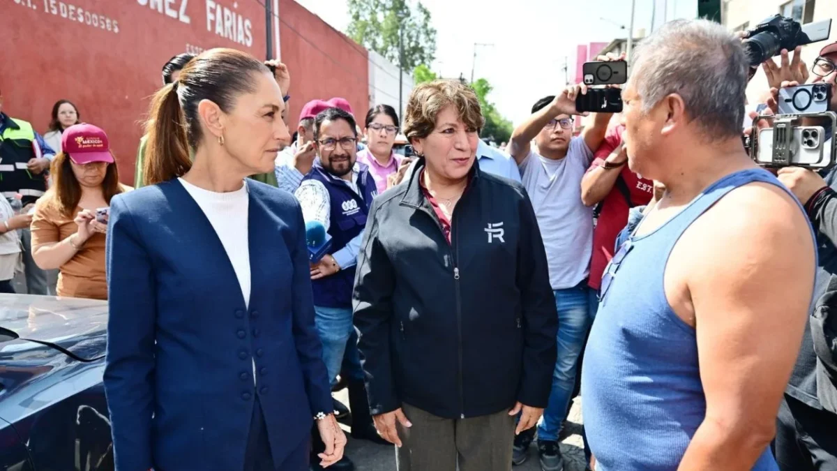 En su visita a Neza, Sheinbaum informó que en esta misma semana se van a entregar los apoyos para los damnificados por la anegación.