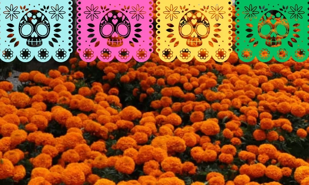 El papel picado y las flores de cempasúchil no son simples adornos, sino que representan la vida que trasciende la muerte