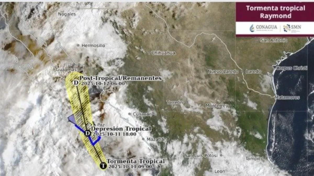 Raymond se localiza a 170 km de BCS,y presenta vientos máximos sostenidos de 65 km/