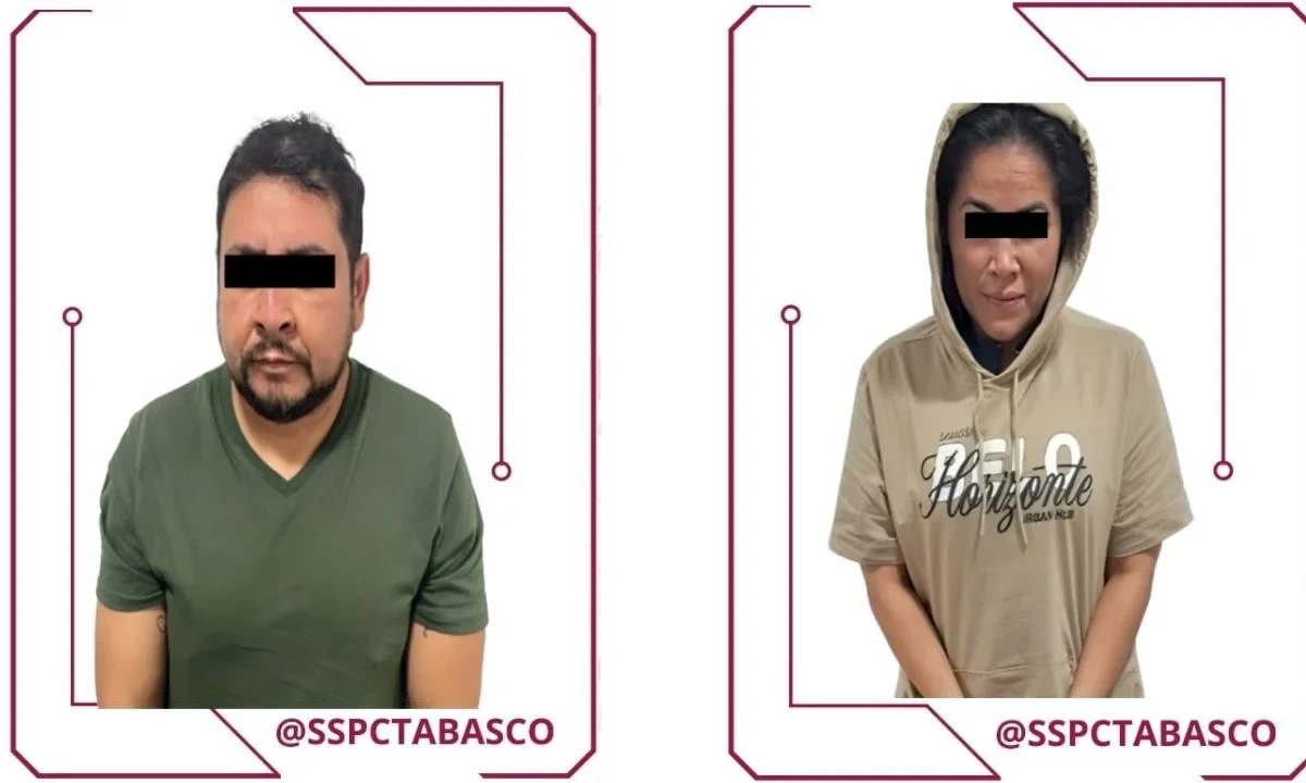 Elementos de Seguridad Pública de Tabasco detuvieron a “Beto Coca” y “La Señora”, presuntos elementos del grupo delictivo La Barredora.